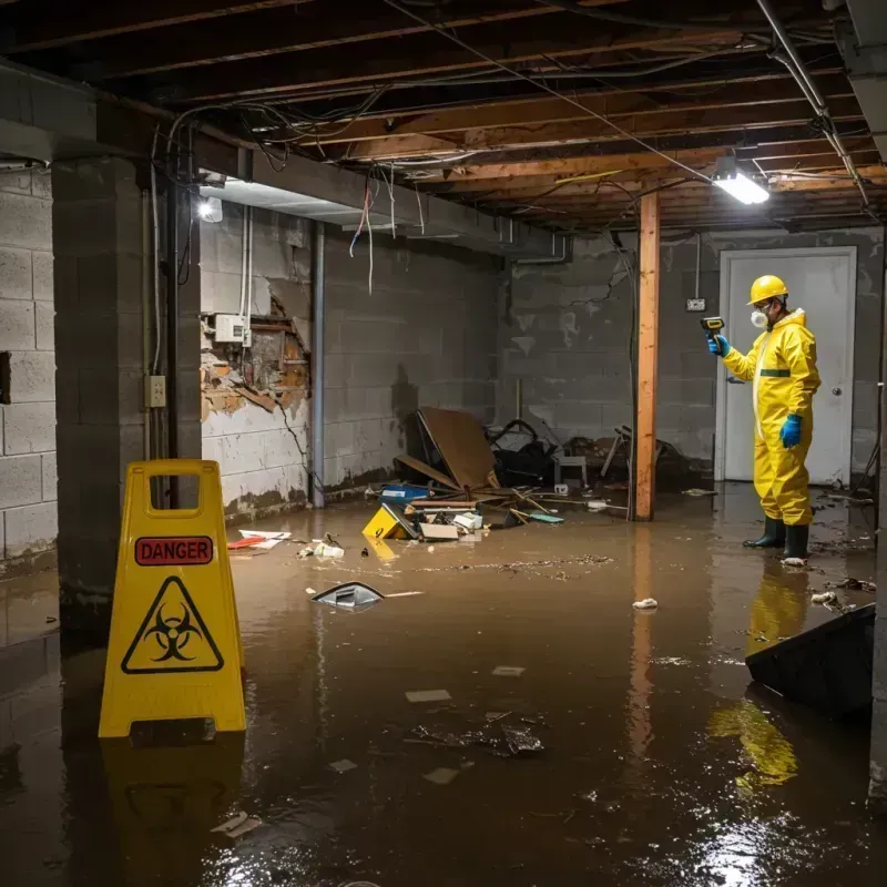 Flooded Basement Electrical Hazard in Bethel, NC Property