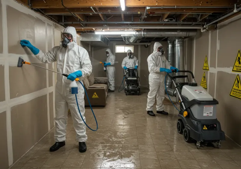 Basement Moisture Removal and Structural Drying process in Bethel, NC